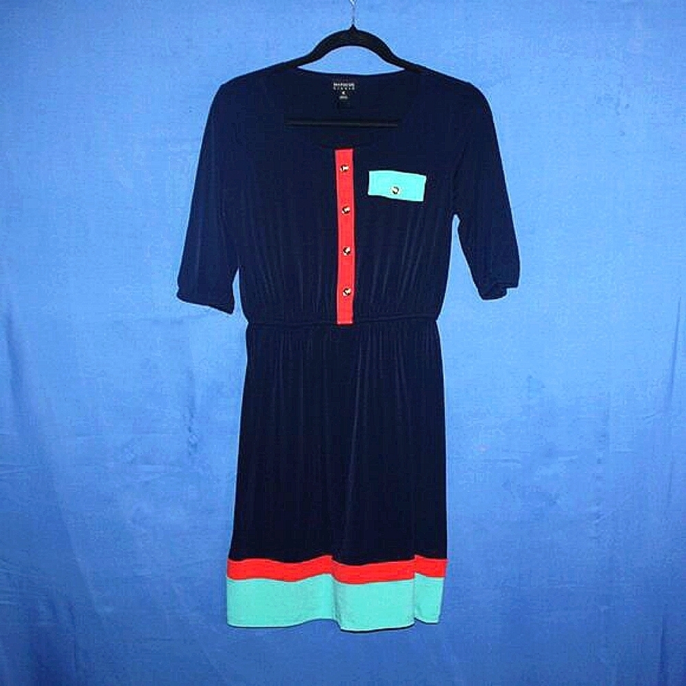 En Focus Studio Navy Colorblock Dress 6
